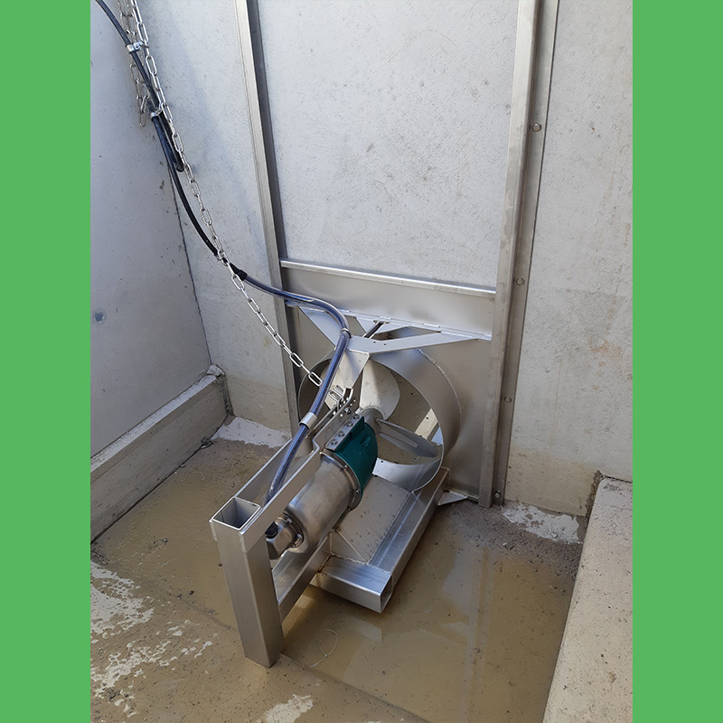 Mixeur à lisier type slalom pour fosse sous caillebotis